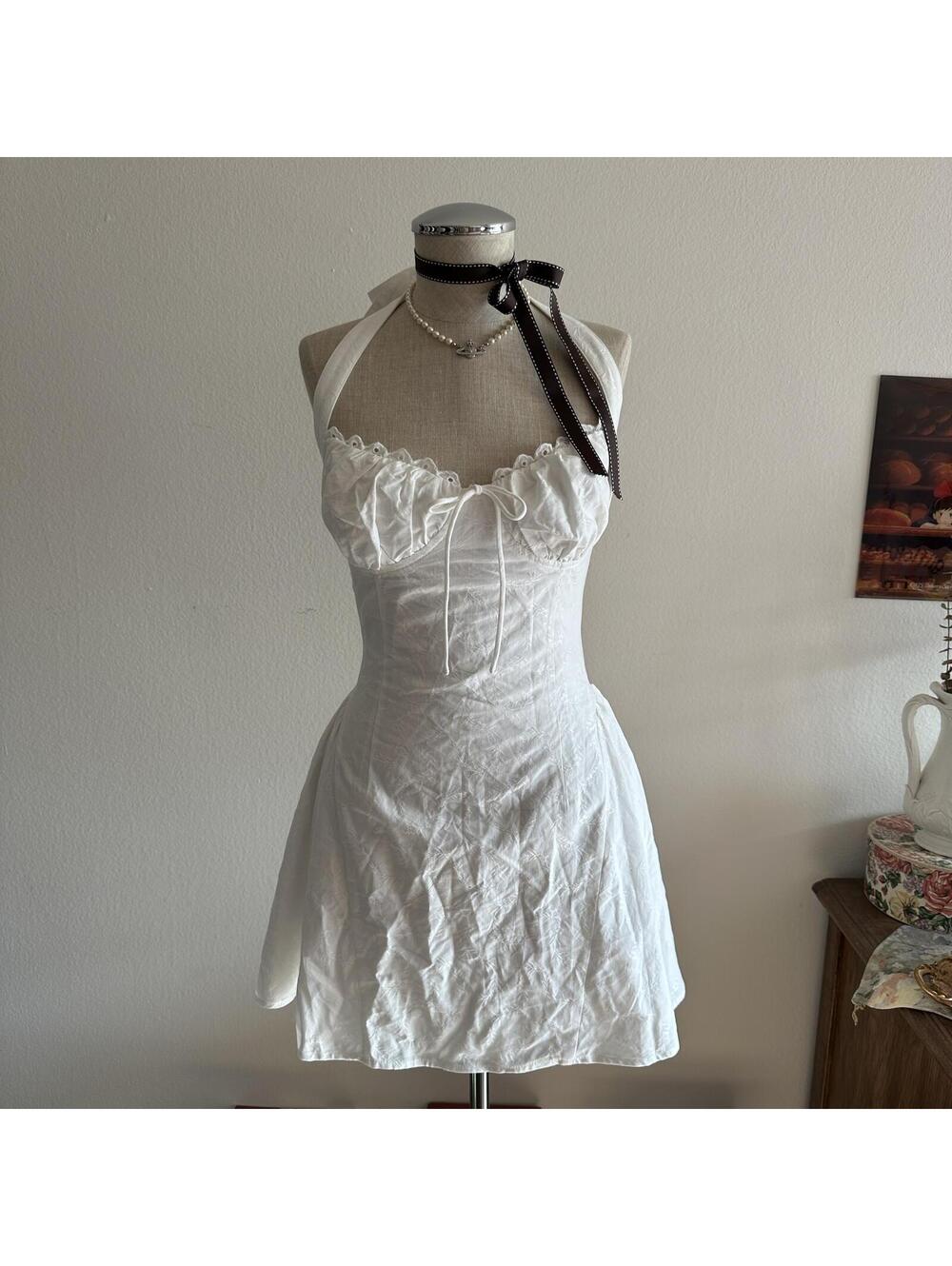 Princess Polly Sweet Words white halter dress